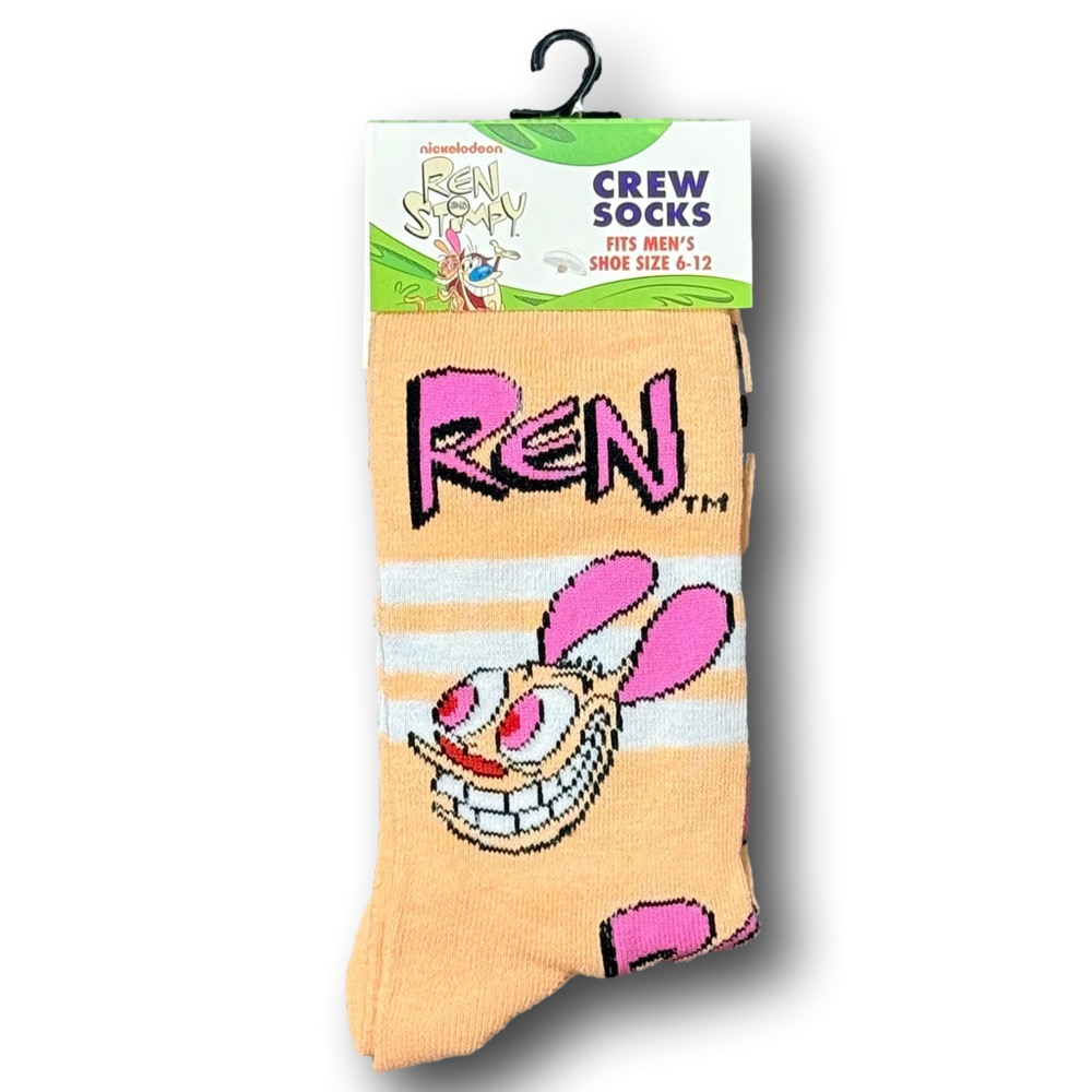 3/$20 Ren & Stimpy Nickelodeon Funny Novelty Crew Socks - NWT